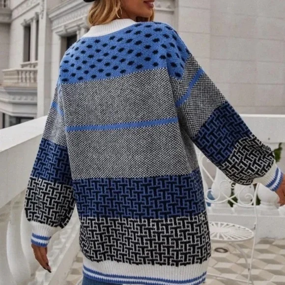 Cozy Polka Dot Button Up Oversized Cardigan - Picture 4 of 5